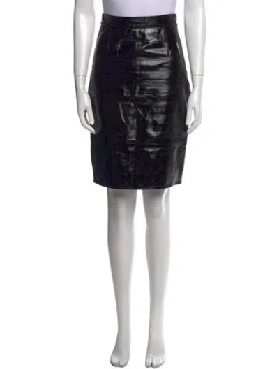 Pre-owned Khaite Leather Knee-length Skirt In Black