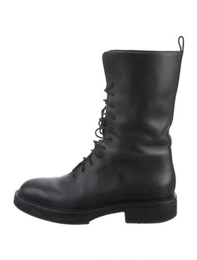 Pre-owned Khaite Leather Lace-up Boots In Black