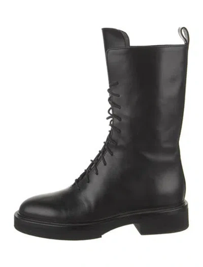Pre-owned Khaite Leather Lace-up Boots In Black