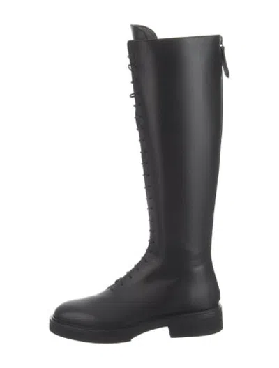 Pre-owned Khaite Leather Lace-up Boots In Black