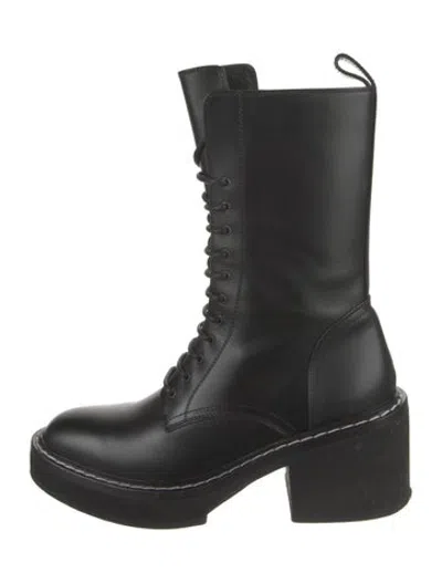 Pre-owned Khaite Leather Lace-up Boots In Black