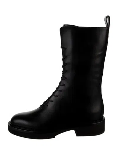 Pre-owned Khaite Leather Lace-up Boots In Black
