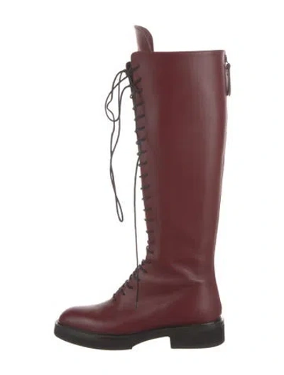Pre-owned Khaite Leather Lace-up Boots In Burgundy