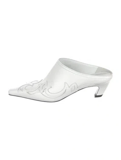 Pre-owned Khaite Leather Leather Trim Embellishment Mules In White