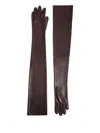 Khaite Leather Long Gloves In Brown