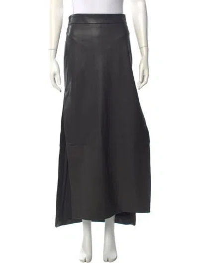 Pre-owned Khaite Leather Long Skirt W/ Tags In Gray