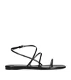 Khaite Black Leather Loop Sandals In Black
