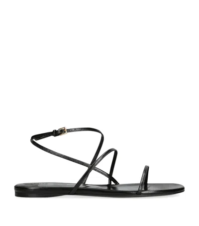 KHAITE LEATHER LOOP FLAT SANDALS