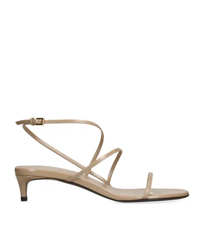 Khaite Leather Loop Heeled Sandals 35 In Brown