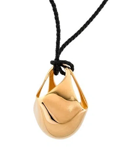 Pre-owned Khaite Leather Lotus Pendant Necklace, 29" In Multi