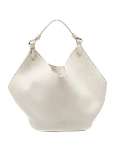 Pre-owned Khaite Leather Lotus Textured-leather Tote Mini In Neutrals