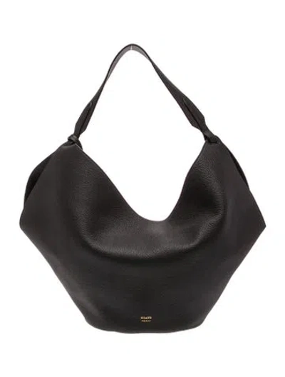 Pre-owned Khaite Leather Lotus Tote Medium In Black