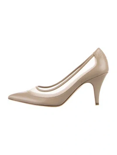 Pre-owned Khaite Leather Mesh Accents Pumps In Neutral