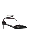 Khaite Pointed Toe Black Ankle Strap Sandals In Black