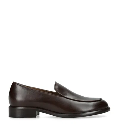 Khaite Leather Miles Loafers 35 In Brown