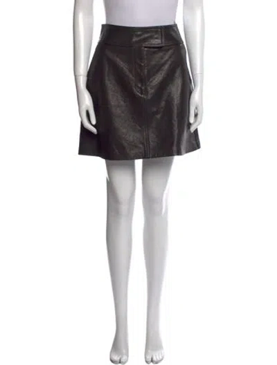 Pre-owned Khaite Leather Mini Skirt In Black
