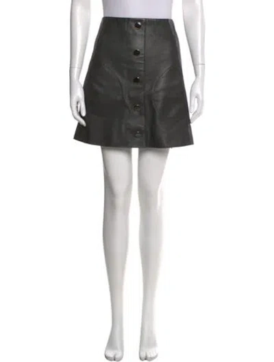 Pre-owned Khaite Leather Mini Skirt In Black