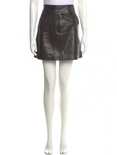 Pre-owned Khaite Leather Mini Skirt In Black