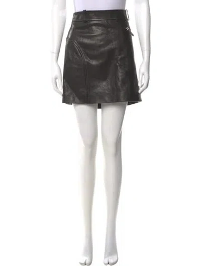 Pre-owned Khaite Leather Mini Skirt In Black