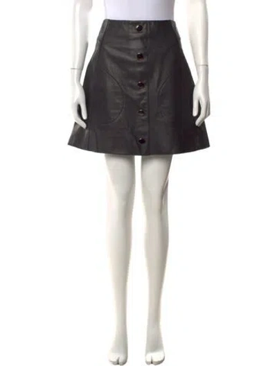 Pre-owned Khaite Leather Mini Skirt In Black