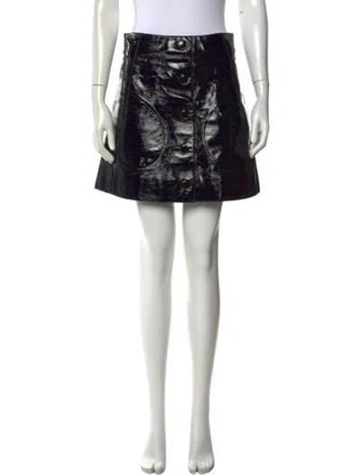 Pre-owned Khaite Leather Mini Skirt In Black