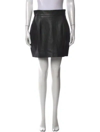 Pre-owned Khaite Leather Mini Skirt In Black