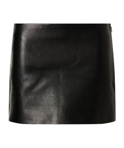 Khaite Jett Leather Mini Skirt In Black