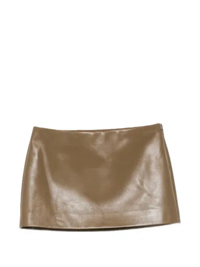 Khaite Leather Mini Skirt In Green