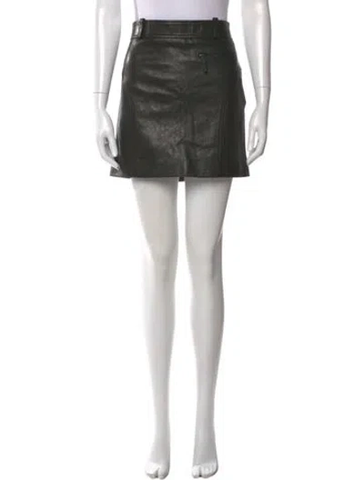 Pre-owned Khaite Leather Mini Skirt W/ Tags In Black