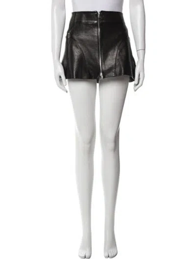 Pre-owned Khaite Leather Mini Skirt W/ Tags In Black