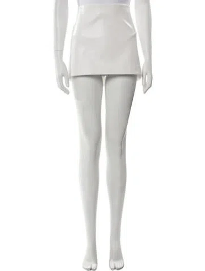Pre-owned Khaite Leather Mini Skirt In White