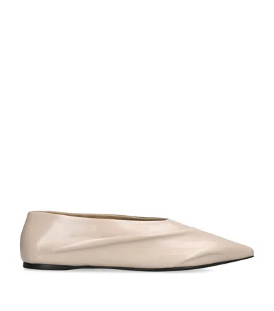 Khaite Leather Miriam Ballet Flats In White