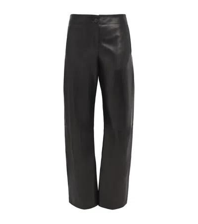 Khaite Leather Mita Low-rise Trousers In Black
