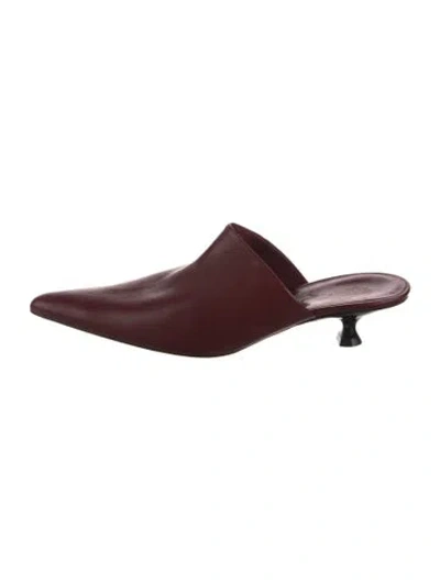 Pre-owned Khaite Leather Mules In Burgundy