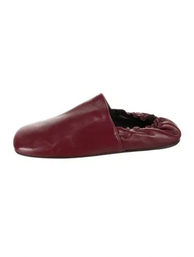 Pre-owned Khaite Leather Mules In Burgundy