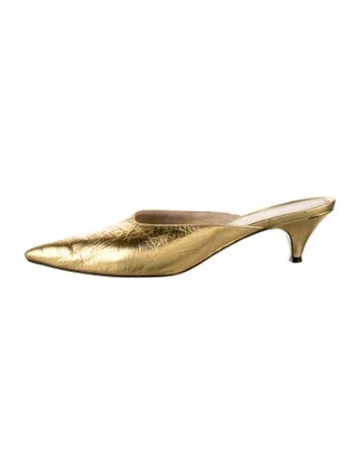 Pre-owned Khaite Leather Mules In Gold/metallic