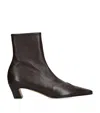 Khaite Nevada Mid-ankle Stretch Leather Boots In Brown