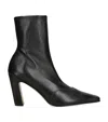 Khaite Dallas Leather Ankle Boots In Black