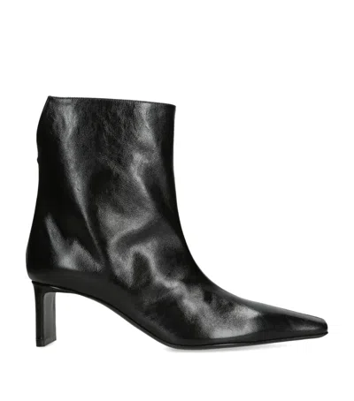 Khaite Leather Ona Ankle Boots 55 In Black