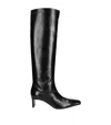 Khaite Leather Ona Knee-high Boots 55 In Black