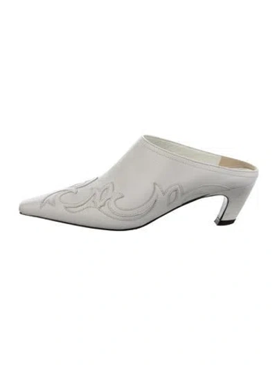 Pre-owned Khaite Leather Patterned Mules In White