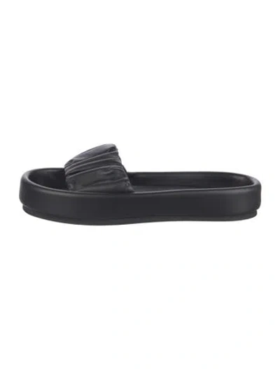 Pre-owned Khaite Leather Pleated Accents Slides In Black