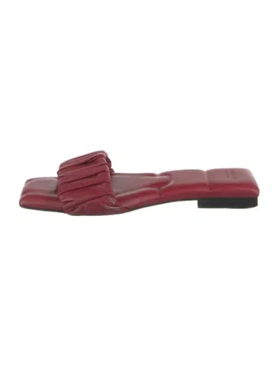 Pre-owned Khaite Leather Pleated Accents Slides In Red