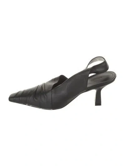 Pre-owned Khaite Leather Pleated Accents Slingback Pumps In Black