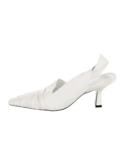 Pre-owned Khaite Leather Pleated Accents Slingback Pumps In White