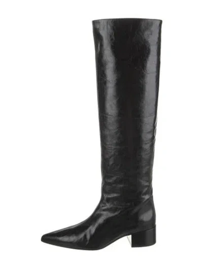 Pre-owned Khaite Leather Riding Boots In Black