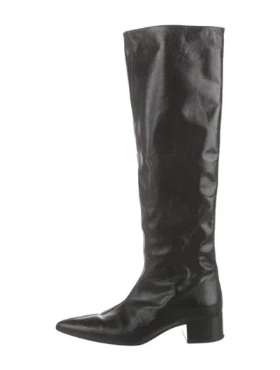 Pre-owned Khaite Leather Riding Boots In Black