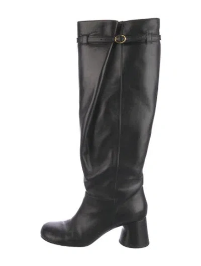 Pre-owned Khaite Leather Riding Boots In Black