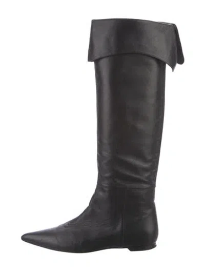 Pre-owned Khaite Leather Riding Boots In Black