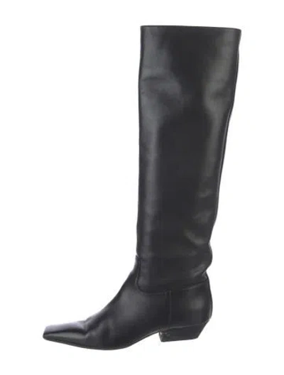 Pre-owned Khaite Leather Riding Boots In Black